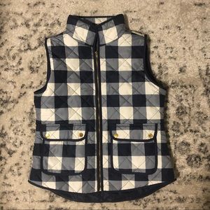 Navy and white checkered vest